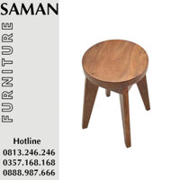 Ghế Đẩu Mặt Tròn Gỗ Me Tây Cao 45cm