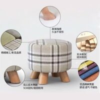Ghế đẩu nhỏ bằng vải gỗ nguyên khối, ghế đẩu tròn sáng tạo cho gia đình, ghế sofa cho người lớn, ghế đẩu thấp cho phòng khách, ghế nhỏ Z0Td