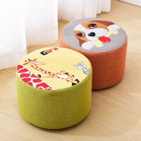 Ghế đẩu nhỏ cho sử dụng tại nhà, ghế đẩu thời trang cho trẻ em, ghế đẩu sofa tròn, ghế đẩu thay giày bằng vải và gỗ nguyên khối, ghế đẩu thấp thời trang LZWO