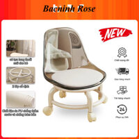 Ghế Đẩu Nhỏ Ghế Đẩu Tròn Tựa Lưng Trong Suốt Có Bánh Xe Đa Năng Xoay 360 Độ Chất Liệu Acrylic ghế có bánh xe ghế nhựa tự