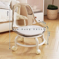 Ghế Đẩu Nhỏ Ghế Đẩu Tròn Tựa Lưng Trong Suốt Có Bánh Xe Đa Năng Xoay 360 Độ Chất Liệu Acrylic ghế có bánh xe tựa lưng.