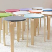 Ghế Đẩu Tròn Đơn Giản Kiểu Bắc Âu Ghế Ăn Có Thể Xếp Chồng Lên Nhau Ghế Đẩu Màu Gỗ Rắn Ghế Đẩu Tròn