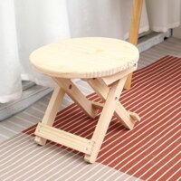 Ghế đẩu tròn gấp gỗ rắn kiểu mới thay giày ghế thấp gian hàng ghế tựa lưng bền cho người lớn băng ghế tròn kiểu Nhật