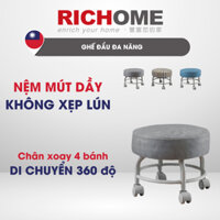 Ghế đẩu tròn, ghế gác chân văn phòng, ghế để chân RICHOME CH1419 ghế đẩu chân xoay nhỏ gọn, tiện lợi