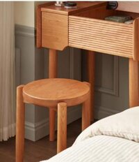 GHẾ ĐẨU TRÒN GỖ SỒI PHONG CÁCH TỐI GIẢN CHO BÀN TRANG ĐIỂM