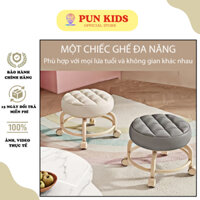 Ghế đẩu tròn xoay, ghế lùn có bánh xe, ghế da xoay đa năng tiện lợi