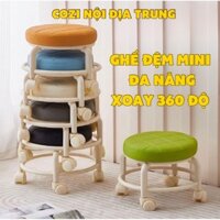 Ghế đệm xoay tròn, ghế lười mini bọc da cho gia đình, văn phòng, làm nail, đóng hàng, ghế cho bé
