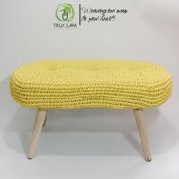 Ghế Đôn Dài Chân Gỗ Bọc Đan Len Móc Thủ Công Trúc Lâm Handmade.