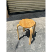 Ghế đôn gỗ cao su mặt tròn chân dẹp , ghế gỗ cao su cao 45cm ngồi bàn ăn ,  quán cf