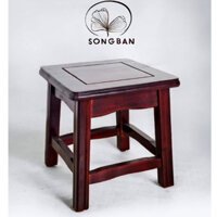 Ghế Đôn Gỗ Mặt Vuông Cao 30.5cm, Ghế Cafe Phố Chạy Chỉ Tinh Tế - Hàng VN Xuất Khẩu