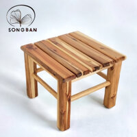 Ghế Đôn Gỗ Vuông Cao 24.5cm, Ghế Cafe Phố - Hàng VN Xuất Khẩu