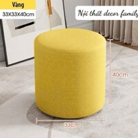Ghế Đôn Sofa Tròn Ghế Bàn Trang Điểm Màu Vàng Cao 40cm Đường kính 33cm - Hoàn tiền 100%