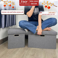 Ghế Đôn Trơn Cao Cấp, Hộp Đựng Đồ Đa Năng Gấp Gọn, Ghế Ngồi Êm Ái, Chất Vải Oxford - Tiny House