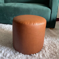 Ghế Đôn Tròn Sofa Bọc Da Simili Màu Nâu - Ghế con hình tròn 35 x 35cm - Ghế ngồi bàn trang điểm