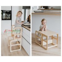 Ghế đứng bếp 4 trong 1, làm tháp vận động,bàn học tập, bàn ăn dặm cho bé gỗ plywood