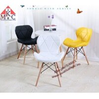 Ghế Eames bọc da chân gỗ đan J3