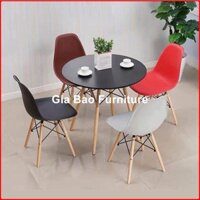 Ghế eames chân gỗ, Ghế nhựa đúc cafe sang trọng