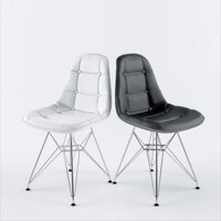 Ghế Eames chân sắt đệm bọc cúc