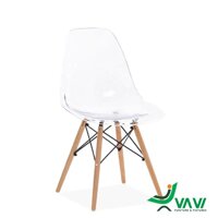 Ghế Eames trong suốt chân gỗ TH407T