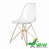 Ghế Eames trong suốt chân mạ vàng – mã TH407V