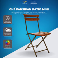 Ghế Fansipan patio Mini, Ghế xếp cafe mini nan gỗ tự nhiên chân sắt sơn tĩnh điện