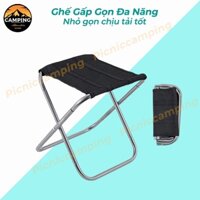 Ghế gấp gọn đi du lịch, cắm trại, Ghế xếp mini inox nhỏ gọn tiện dụng, chịu tải tốt