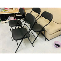 Ghế gấp gọn văn phòng bọc da, ghế ngồi học có đệm tựa lưng chân inox, sơn tĩnh điện XẢ KHO