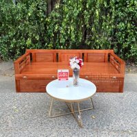 Ghế Gấp Thành Giường Gỗ Xoan Đào Ngăn Kéo Và Bàn Trà Mặt Đá