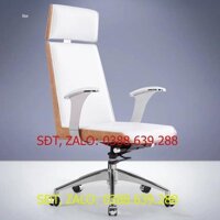 Ghế Giám Đốc Đệm Da Lưng Gỗ Hiện Đại, Ghế Xoay Văn Phòng Cho Lãnh Đạo Cấp Cao Có Tựa Đầu và Góc Nghiêng Thư Giãn GHP064