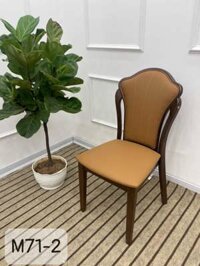 Ghế gỗ bọc da M74-4 phong cách tân cổ điển khung gỗ tự nhiên bọc da