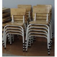 Ghế gỗ cao su chân sắt cho bé