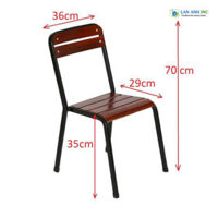 Ghế gỗ chân sắt mini cafe bàn ăn xếp chồng moon 04