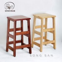 Ghế Gỗ Mặt Vuông Cao 60cm Nhiều Màu Gia Công Tỉ Mỉ, Chất Gỗ Dày - Hàng VN Xuất Khẩu