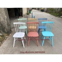 ghế gỗ sơn màu giá rẻ ghế gỗ quán cafe trà sữa ghế song tiện ghế 7 nan giá rẻ