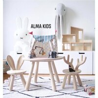 Ghế Gỗ Tai Thỏ Sừng Hươu Cánh Bướm Ghế Gỗ Có Tựa Lưng Dễ Thương Cho Bé