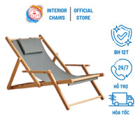 Ghế gỗ thư giãn gấp gọn, giúp nghỉ ngơi thoải mái dễ dàng mang đi, võng lưng giúp bảo vệ người nằm