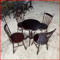 Ghế gỗ tựa lưng 6 nan mang phong cách hoài cổ cho quán cafe, nhà hàng