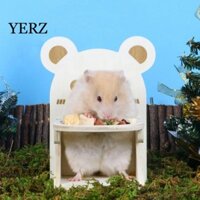 Ghế Hamster YZ, Ghế Ăn Hamster Handmade Bằng Gỗ, Hoạt Hình Thực Tế DIY Có Khay Nhím Đồ Chơi Vui Nhộn Cho Thú Cưng Lồng