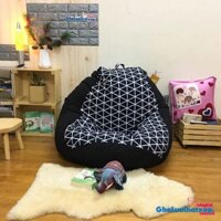 Ghế hạt xốp dáng lê kẻ tam giác đen thô chun GL L183