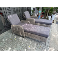 Ghế hồ bơi, giường tắm nắng nhựa giả mây thanh lý