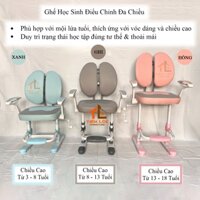 Ghế học sinh chống gù nâng hạ đa chiều có kệ gác chân ổn định tư thế, dành cho trẻ từ 3 đến 18 tuổi