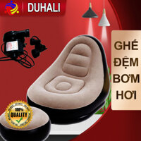 Ghế Hơi - Ghế Đệm Bơm Hơi - Tựa Lưng, Lười, Êm Ái, Lót Nhung Mềm Mịn Cao Cấp, Lâu Thoát Khí, Tặng Bơm Điện - Duhali