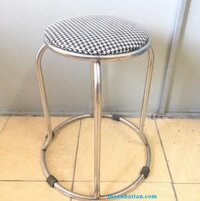 Ghế Inox Tròn Bọc Nệm Kẻ Caro