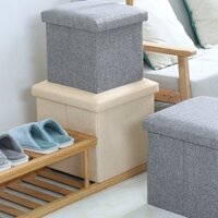 Ghế kiêm hộp để đồ KAWAII HOME, Đôn ghế kiêm hộp vải đựng đồ