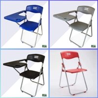 ghế liền bàn. khung thép, bàn nhựa. bàn ghế gấp gọn. dùng cho phòng học, hội trường . giá xưởng