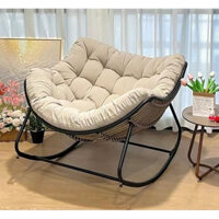 Ghế lười bập bênh Papasan khung thép,ghế thư giãn đọc sách decor nhà,phòng khách ban công