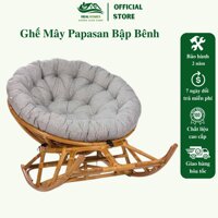 Ghế lười bập bênh thư giãn Papasan 1m2 mây phòng ngủ cho bé, decor ban công, trang trí phòng khách xem tivi  HealHomes - Nệm màu Cafe sữa,110CM