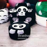 Ghế lười gấu trúc hạt xốp size L 4 món món (ghế lười, đôn, gối ôm, gối kê cổ)