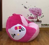 Ghế lười hạt xốp dáng lê nhung hồng Kitty GL L064