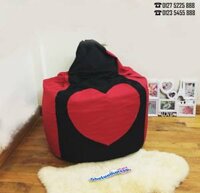 Ghế lười hạt xốp dáng lê trang trí hình trái tim GL L116